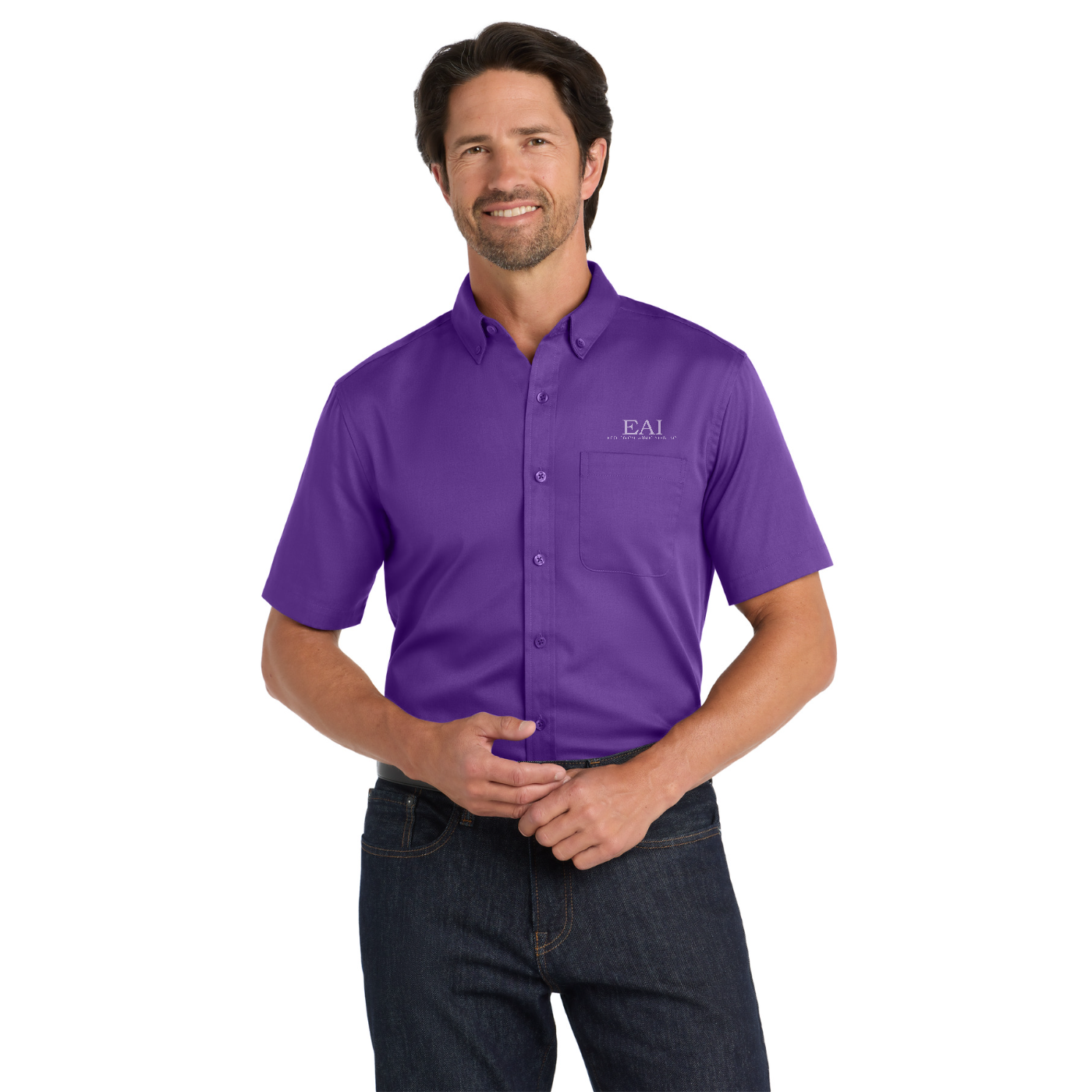 Port Authority Short Sleeve SuperPro React Twill Shirt — model
