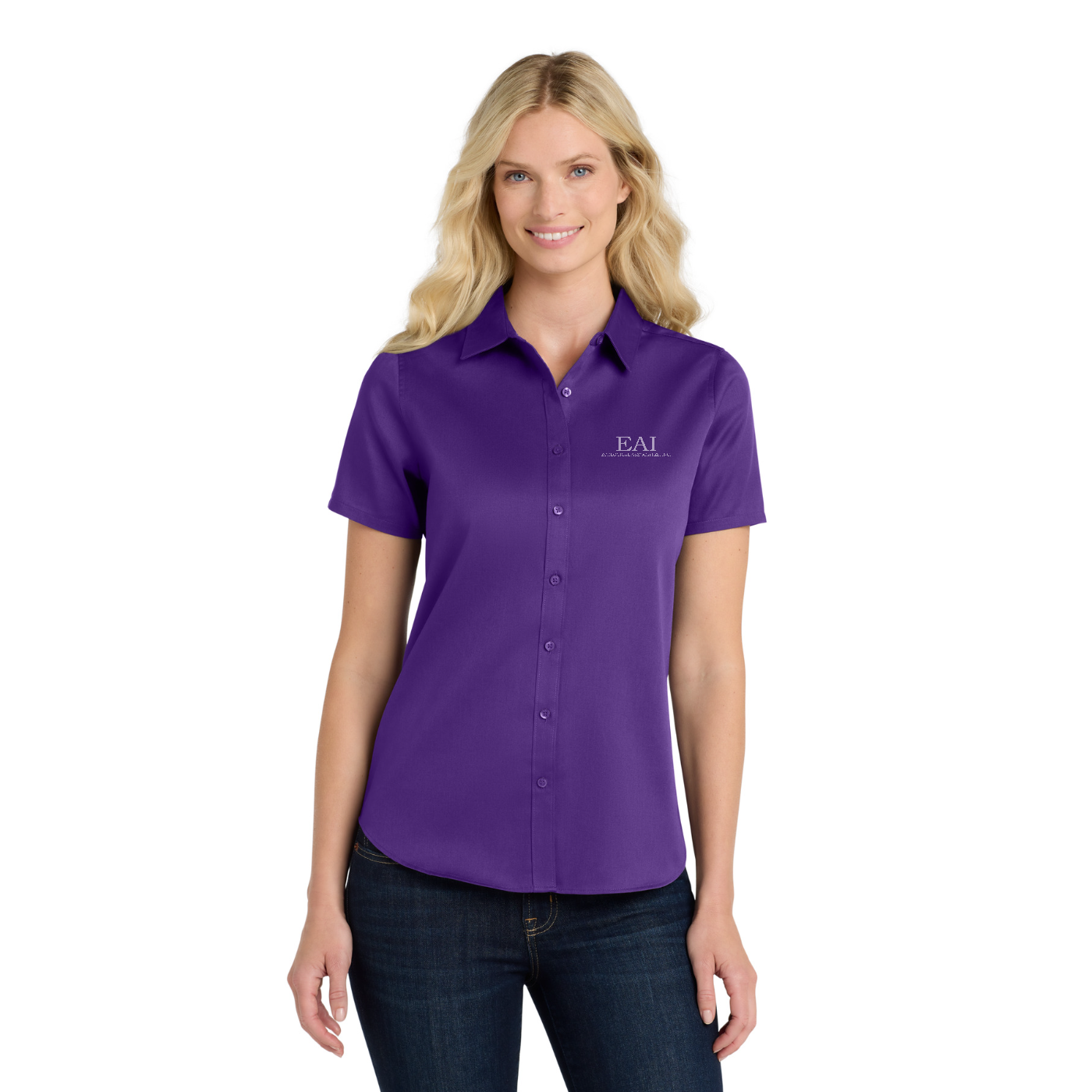 Port Authority Women's Short Sleeve SuperPro ReactTwill Shirt — model