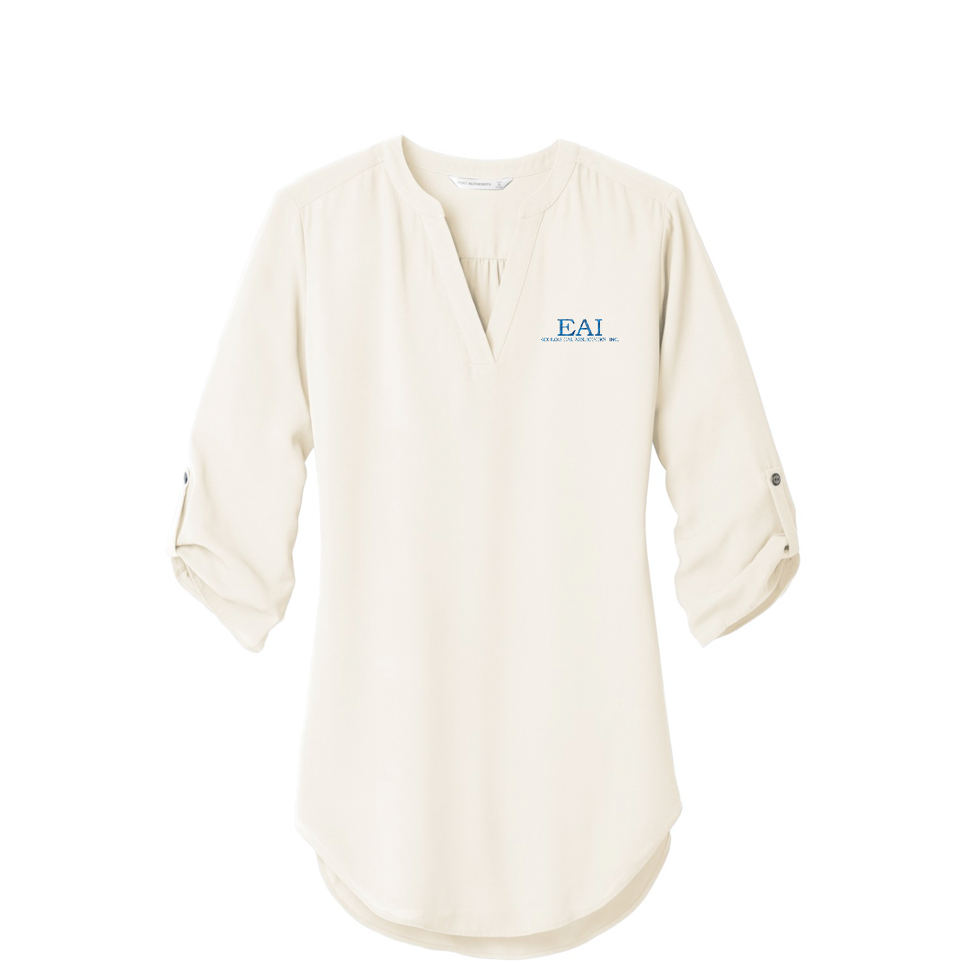Port Authority Women's 3/4-Sleeve Tunic Blouse — Ivory Chiffon