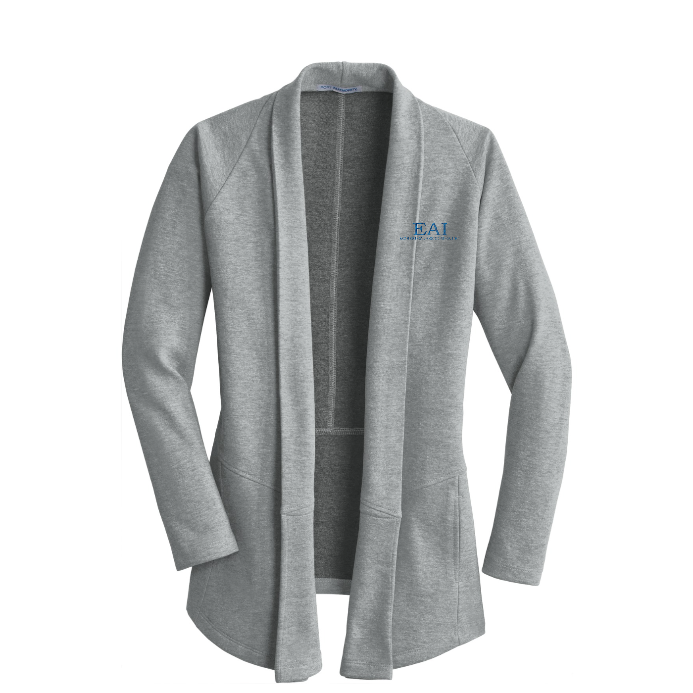 Port Authority Women's Interlock Cardigan — Medium Heather Grey/ Charcoal Heather