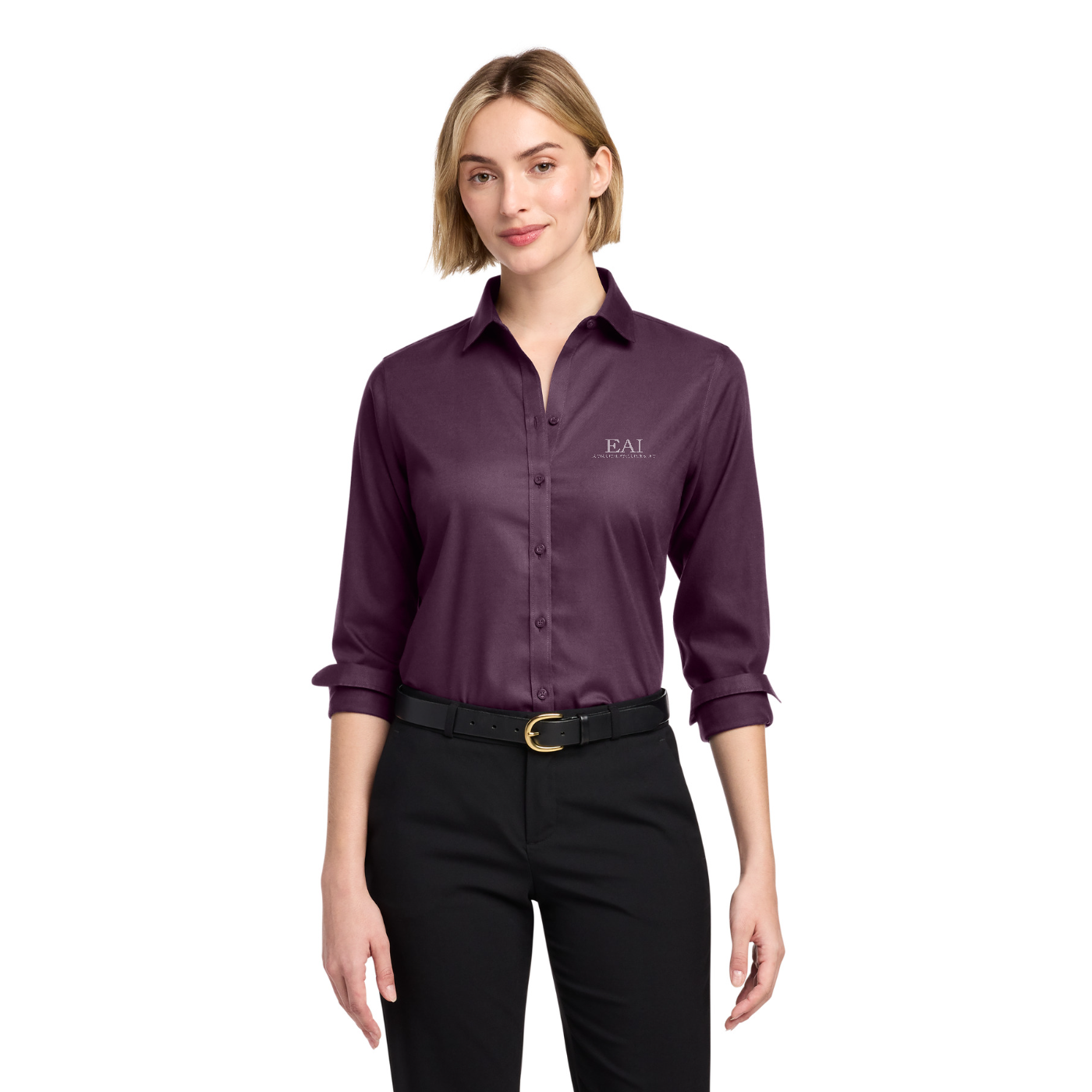 Brooks Brothers Women's Wrinkle-Free Stretch Nailhead Shirt — model