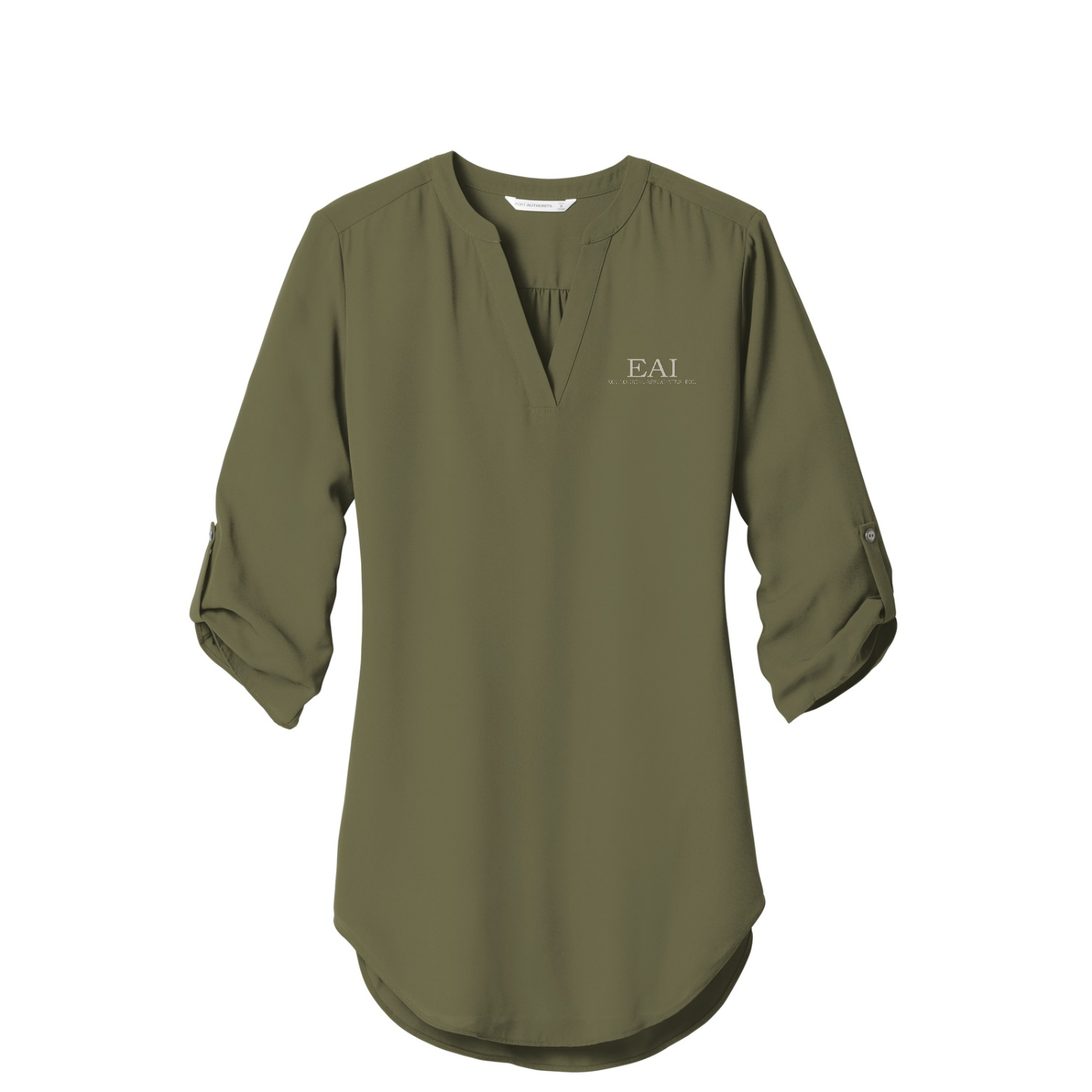 Port Authority Women's 3/4-Sleeve Tunic Blouse — Deep Olive