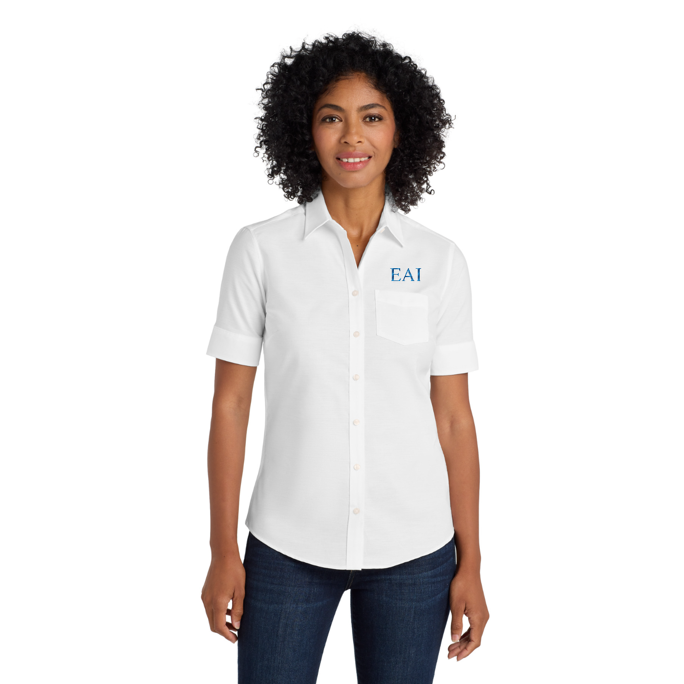 Port Authority Women's Short Sleeve SuperPro Oxford Shirt — model