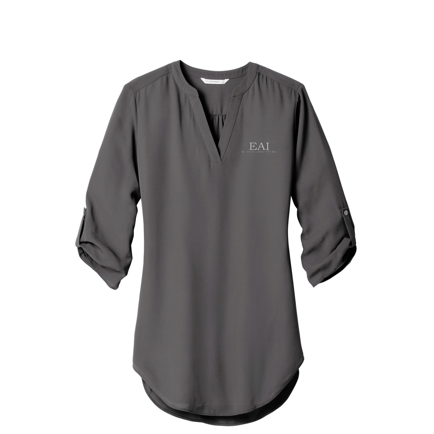 Port Authority Women's 3/4-Sleeve Tunic Blouse — Sterling Grey