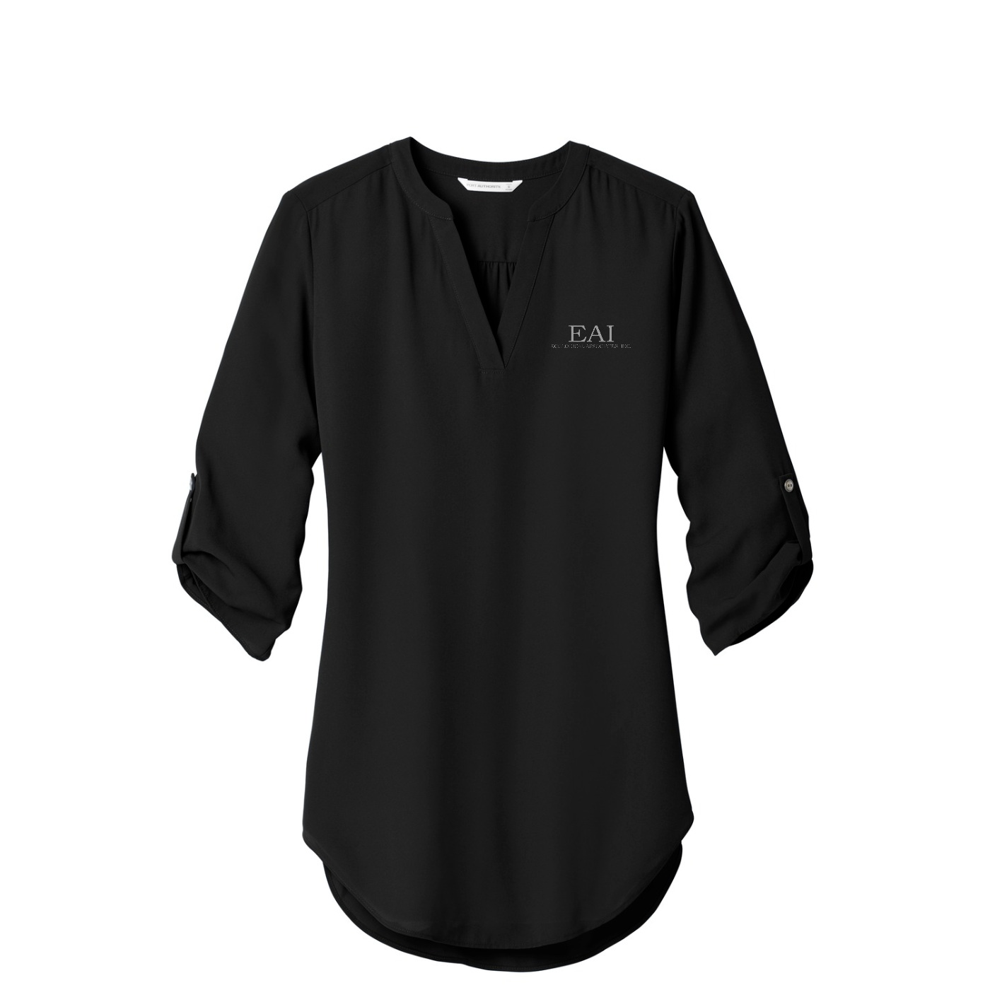 Port Authority Women's 3/4-Sleeve Tunic Blouse — Black