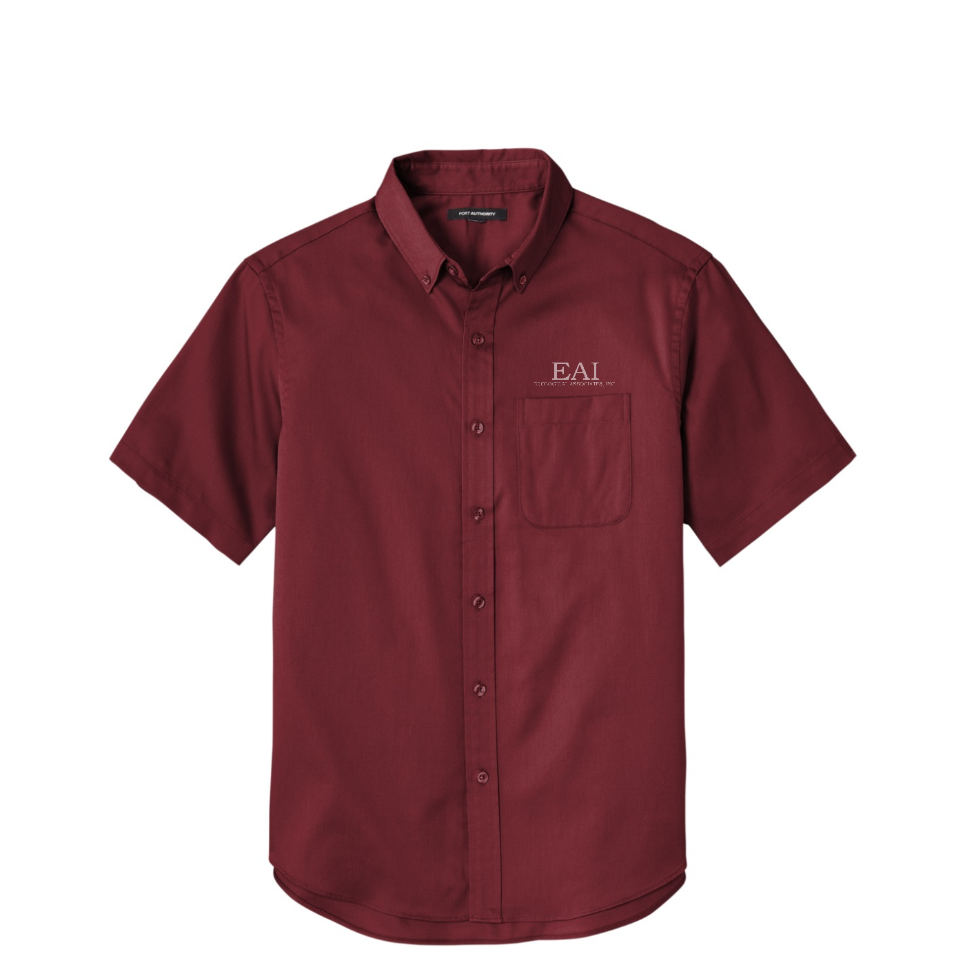 Port Authority Short Sleeve SuperPro React Twill Shirt — Burgundy